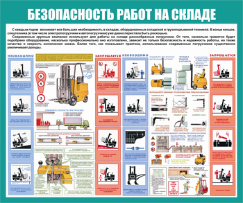 С67-2 Охрана труда при работе на складе. Погрузчики (1000х1200 мм, пластик ПВХ 3мм, Прямая печать на пластик) - Стенды - Охрана труда на складе - магазин "Охрана труда и Техника безопасности"